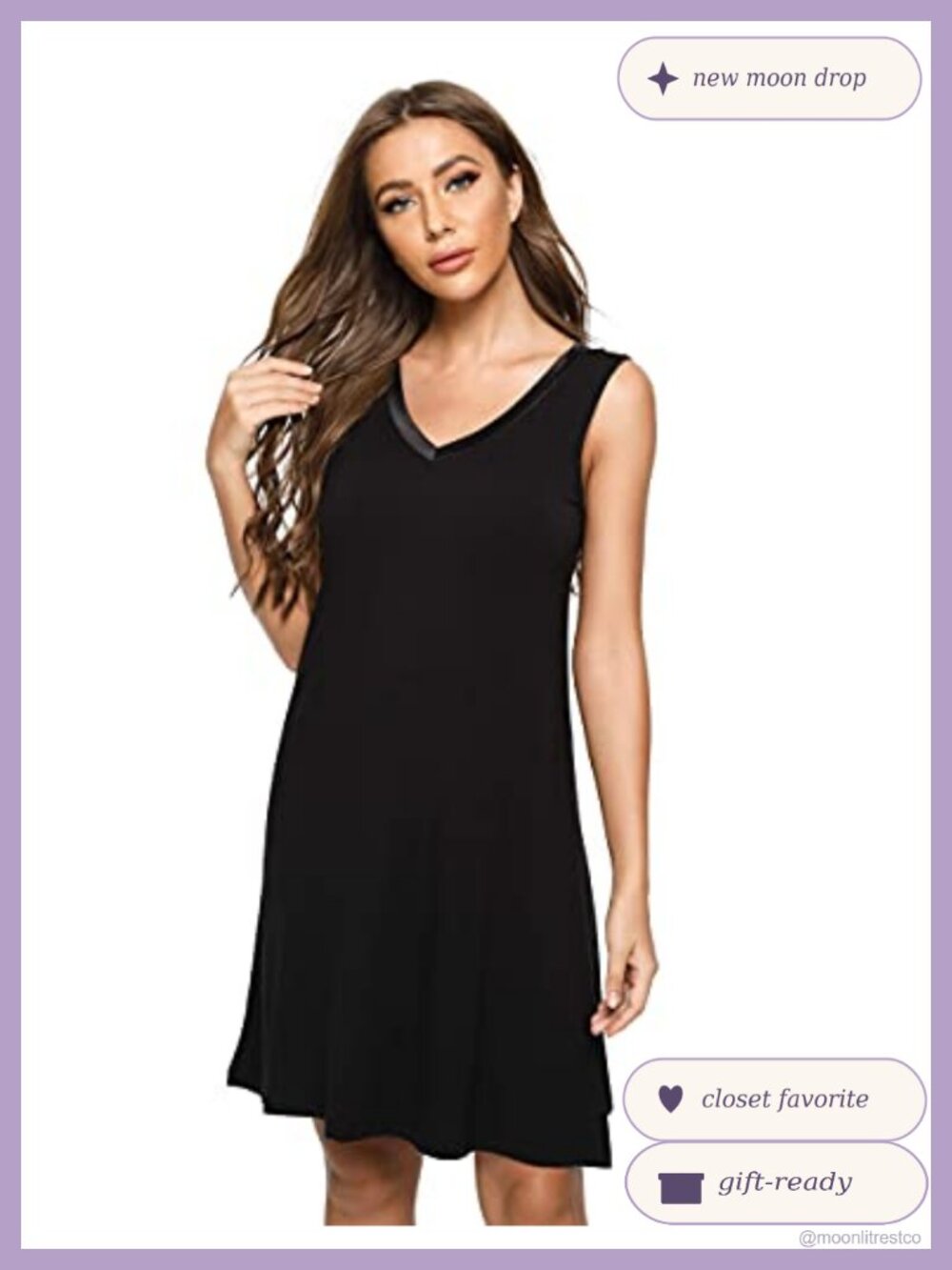 GYS Bamboo Viscose Sleeveless Nightgown V-Neck Tank Sleep Dress